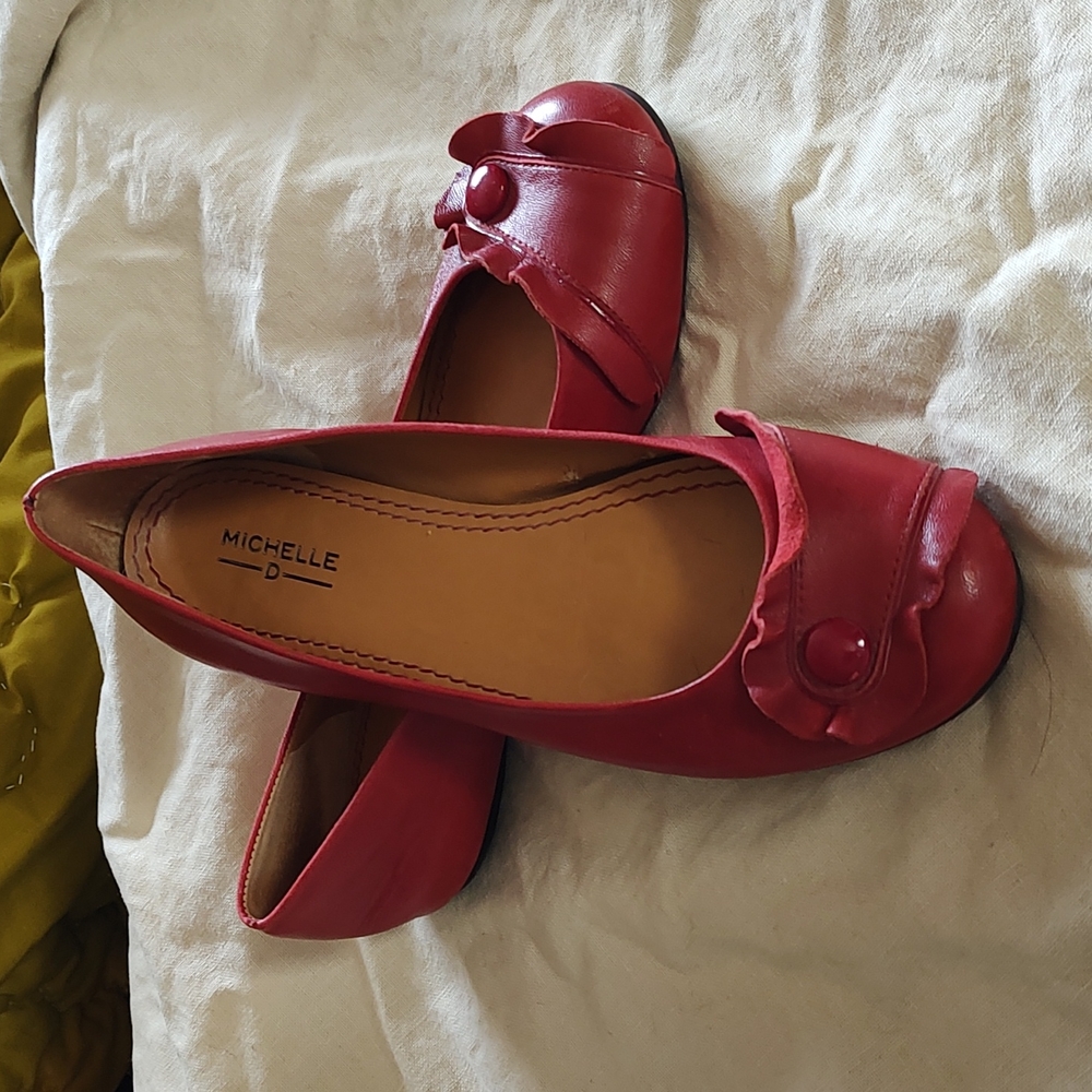 Michelle D Red Leather loafers 7-1/2M